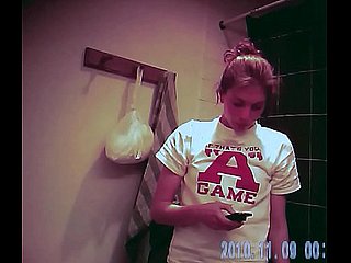 Coed Hatless Before Shower At bottom Spycam
