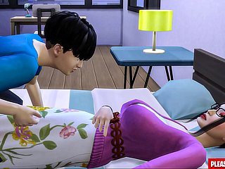 Stepson meniduri tiri Korea Mama Asian Step-Nom berbagi tempat tidur yang sama dengan anak tirinya di kamar inn