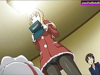 Bionda in abiti rossi in anime scena porno